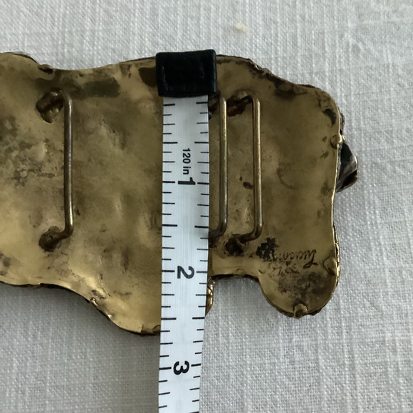 Vintage Belt Buckle Modernist Brutalist Mixed Metals Artist Signed Brass - Picture 13 of 13